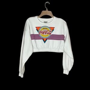 Coca Cola Crop top Sweatshirt Pullover Print Out Logo Crewneck Sweatshirt sz M